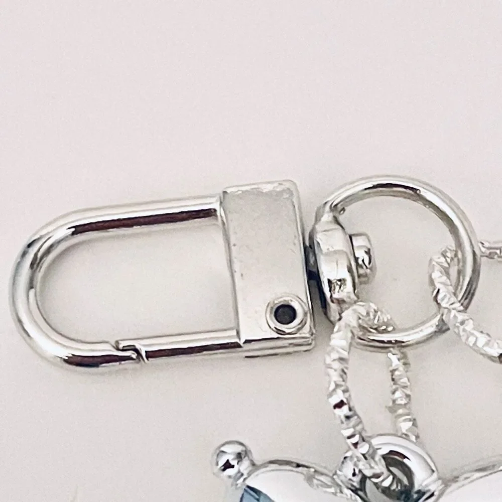 NWT Gorgeous Silver Metal Trendy Laser Balloon Art Dog Shiny Keychain Bag Charm